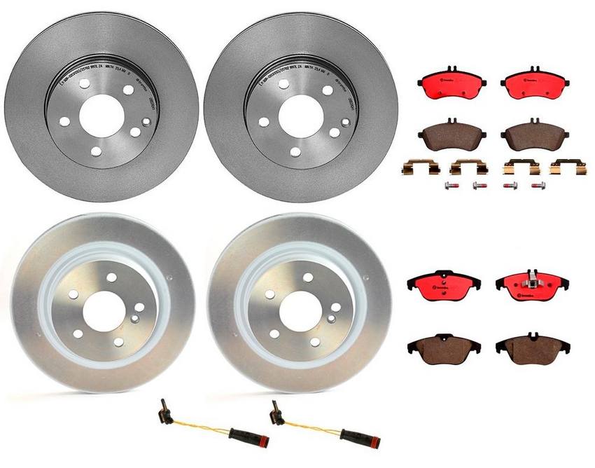 Mercedes Brakes Kit - Pads & Rotors Front and Rear (295mm/300mm) (Ceramic) 2124211312 - Brembo 1631017KIT